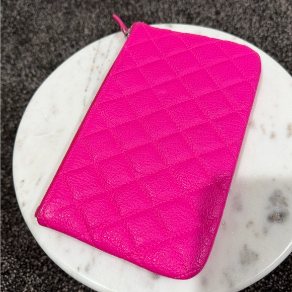 Chanel Pink Goatskin Quilted Cavier O-Case Pouch Wallet Bag - Picture 8 of 13